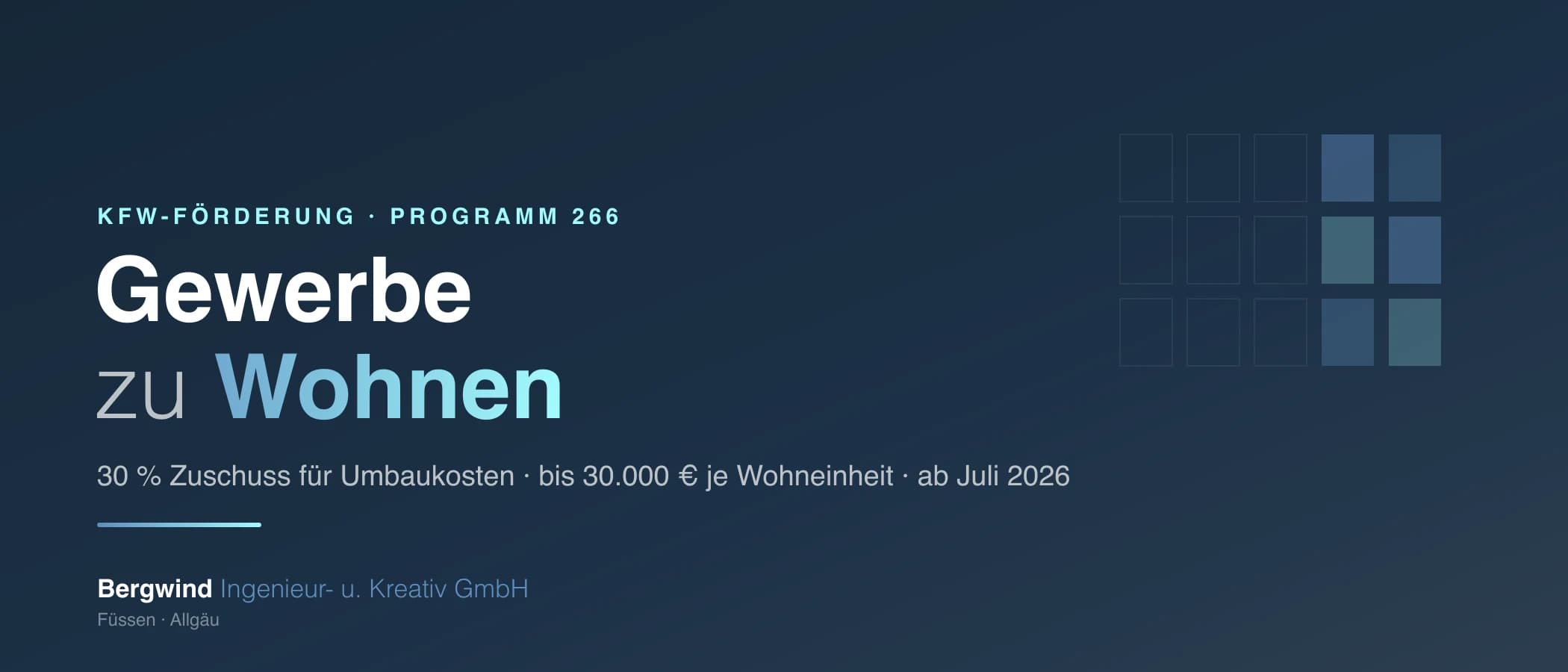 KfW 266: Zuschuss für Gewerbe-zu-Wohnen-Umnutzungen ab Juli 2026