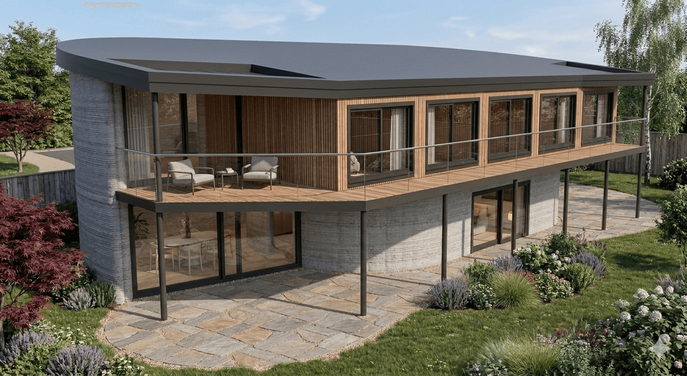 Konzeptstudie Betondruck-Gebäude — Bergwind Referenzprojekt