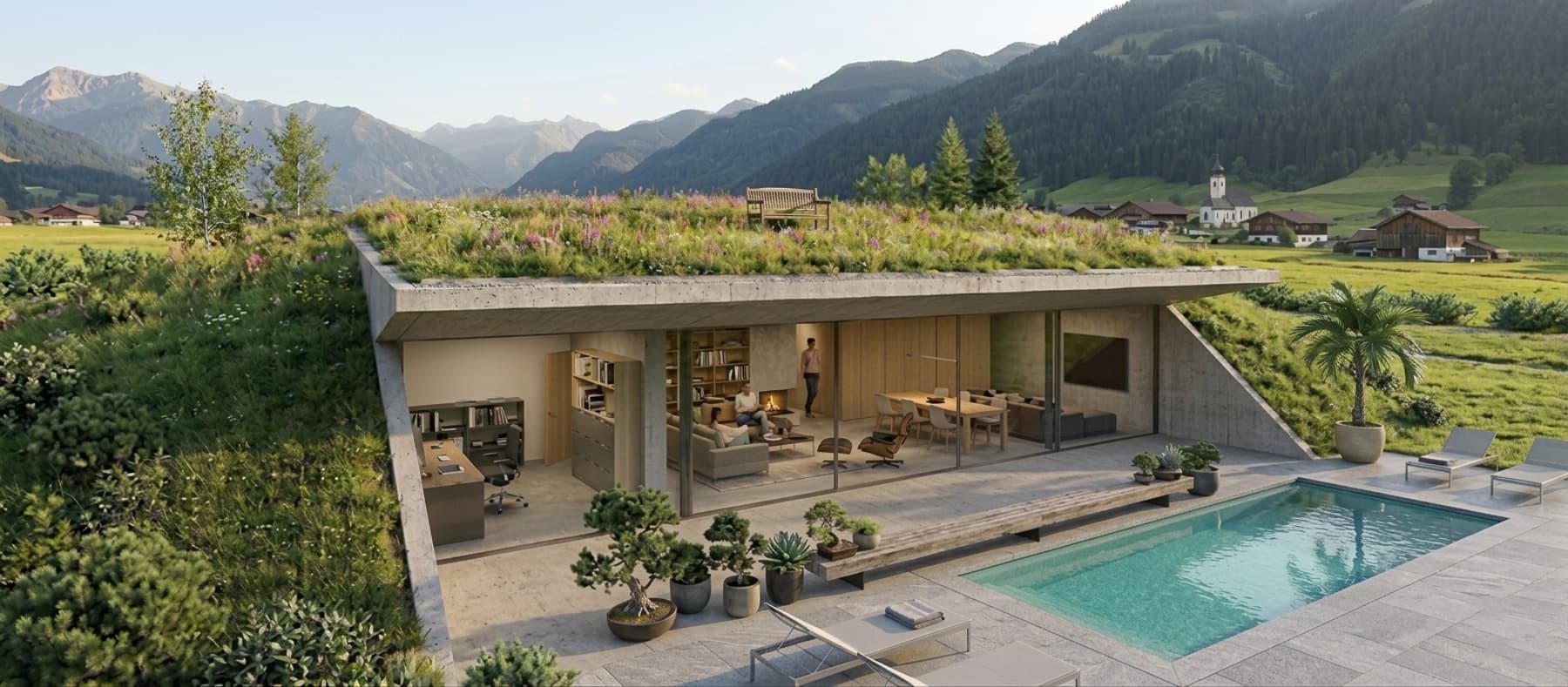 Konzeptstudie Erdhaus Allgäu — Ansicht 3